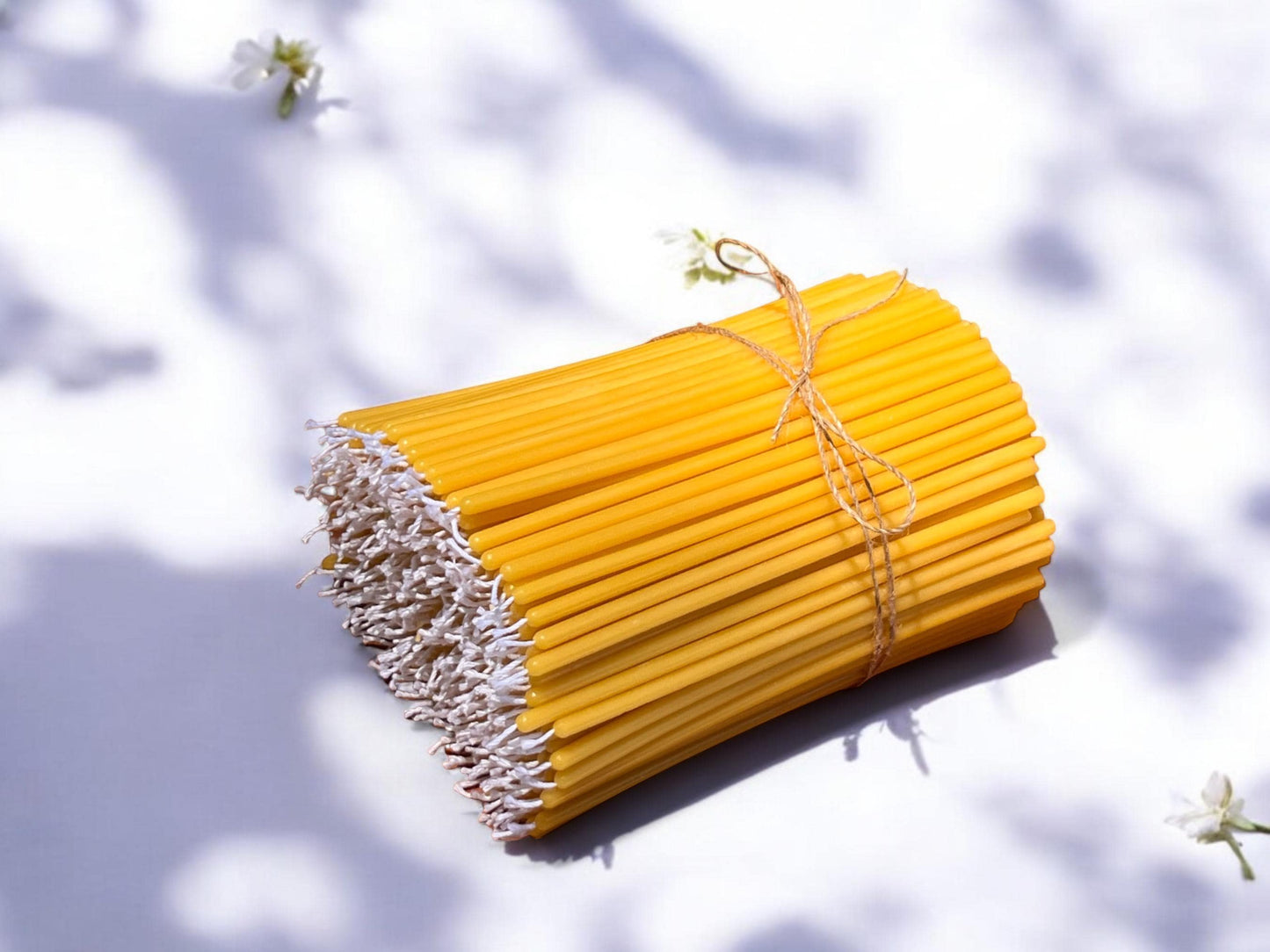 1 LB of Pure Beeswax Orthodox Candles, 7.8 x 0.2 in (5 mm), ~75 Min Burn Time