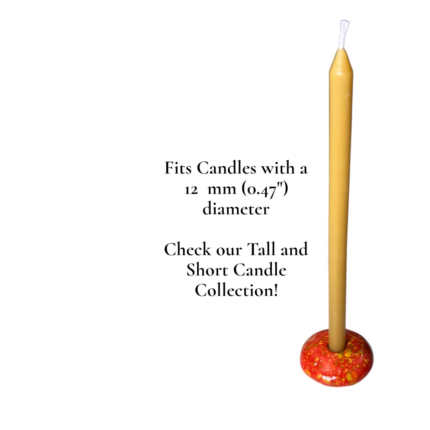 Ceramic Candle Holder for 12 mm or 5 mm Beeswax Candles - Red "Fire Bloom"