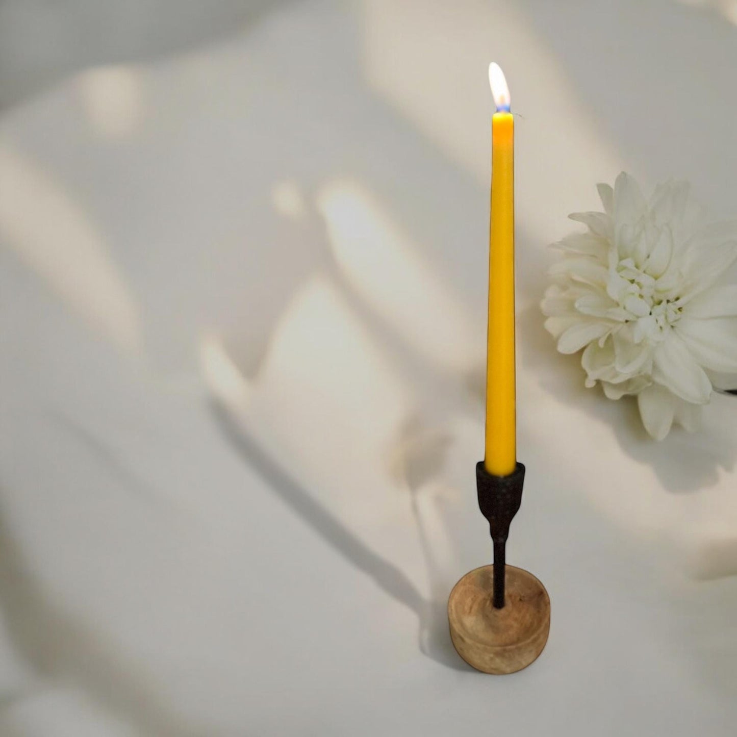 Pure Beeswax Dinner Taper Candle, 10 in x 0.75 in, 8+ Hour Burn Time