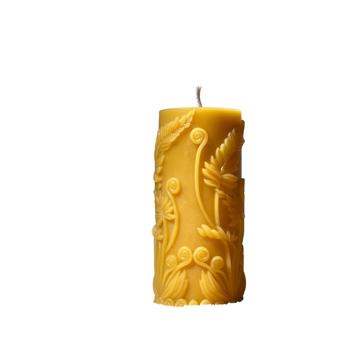 Golden Glow Beeswax Pillar Candle, 4.5 x 2 in, 24+ Hour Burn Time (Set of 1, 3, 5 or 10)