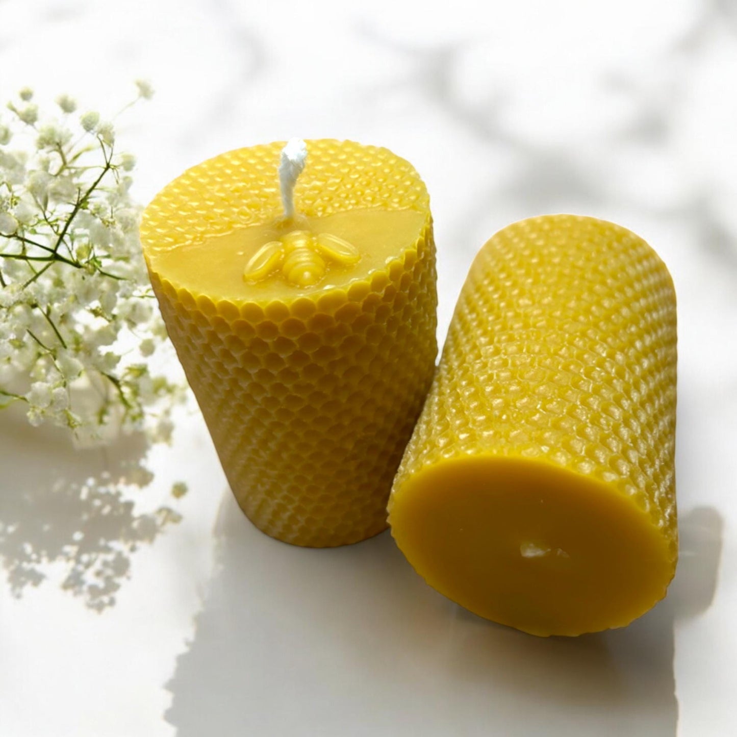 "BeeLight Glow" Beeswax Candles - Medium Bee Design, Set of 2 or 4