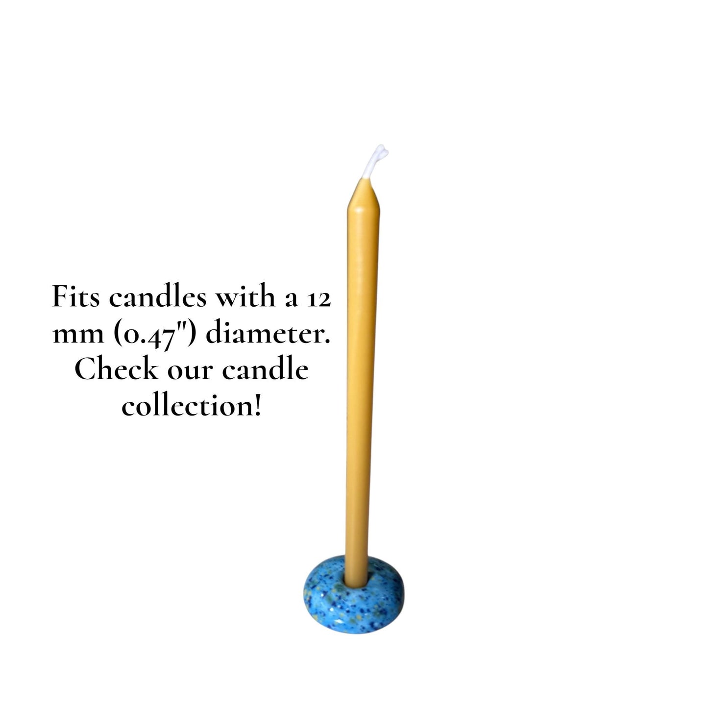 Ceramic Candle Holder for 12 mm or 5 mm Beeswax Candles - Azure