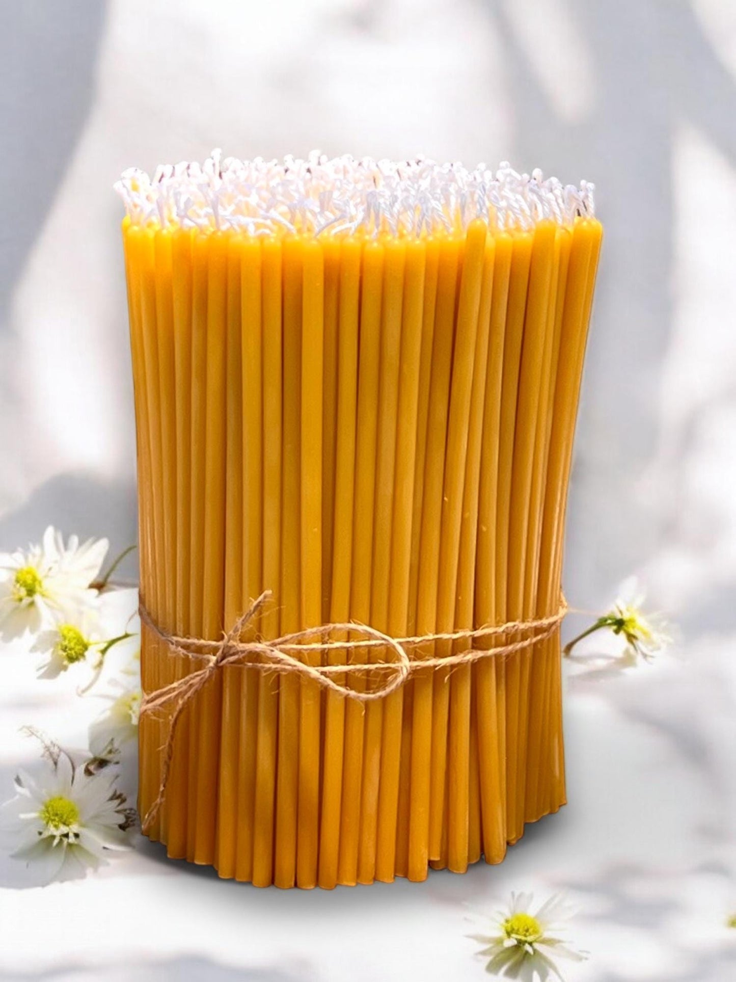 1 LB of Pure Beeswax Orthodox Candles, 7.8 x 0.2 in (5 mm), ~75 Min Burn Time