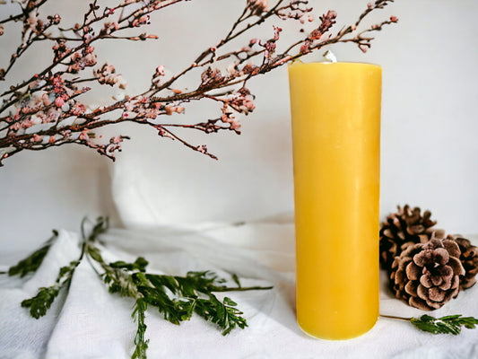 8.75 x 3 in, 100+ Hour Burn Time, XL Pure Beeswax Pillar Candle