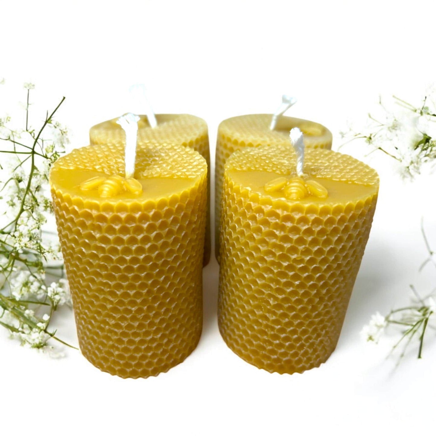 "BeeLight Glow" Beeswax Candles - Medium Bee Design, Set of 2 or 4