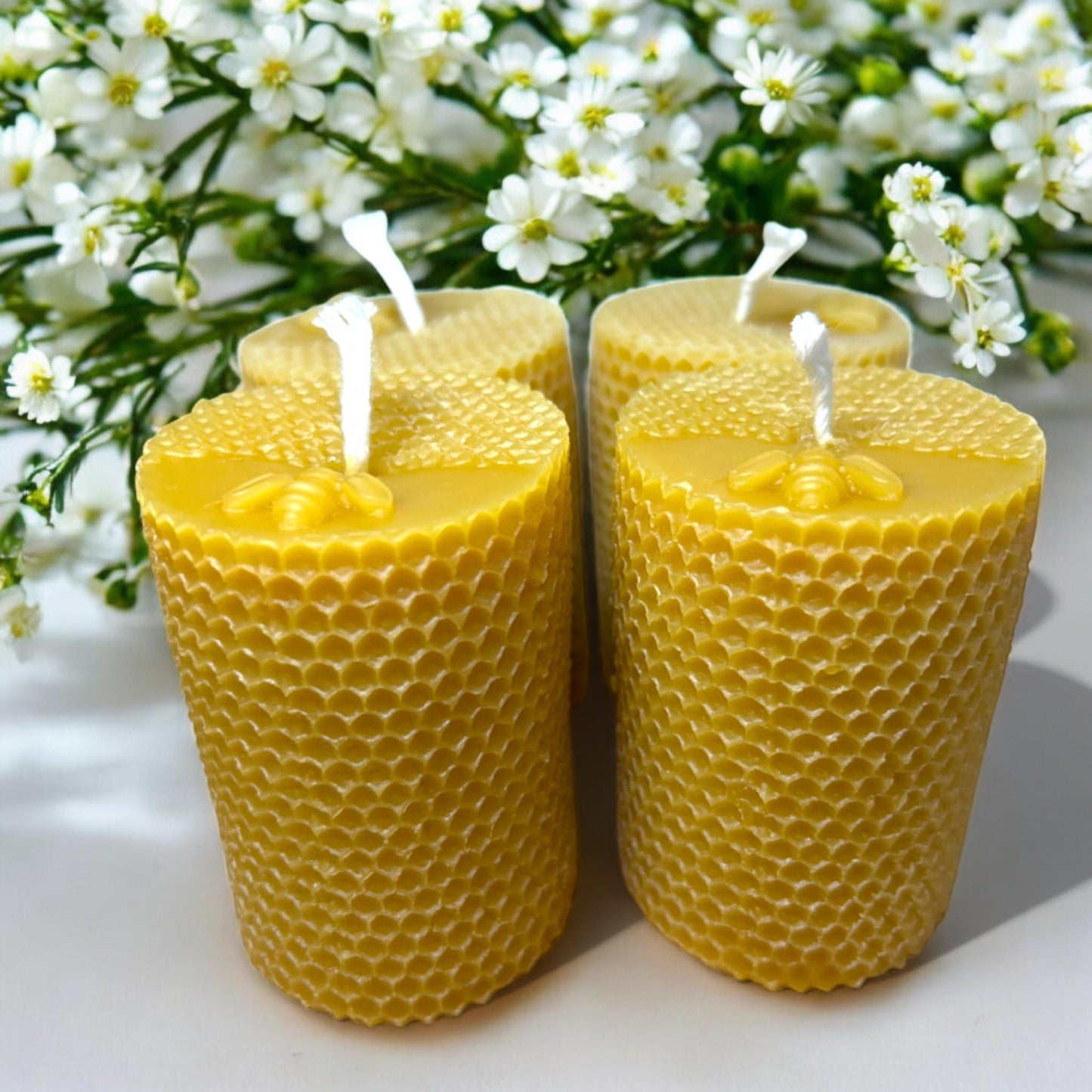 "BeeLight Glow" Beeswax Candles - Medium Bee Design, Set of 2 or 4