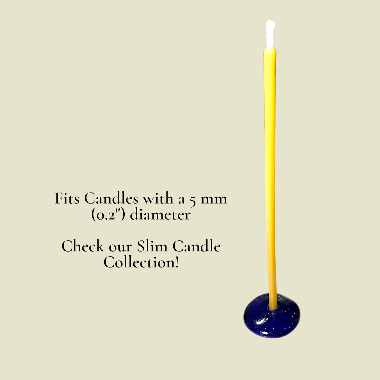 Ceramic Candle Holder for 12 mm or 5 mm Beeswax Candles - Dark Blue
