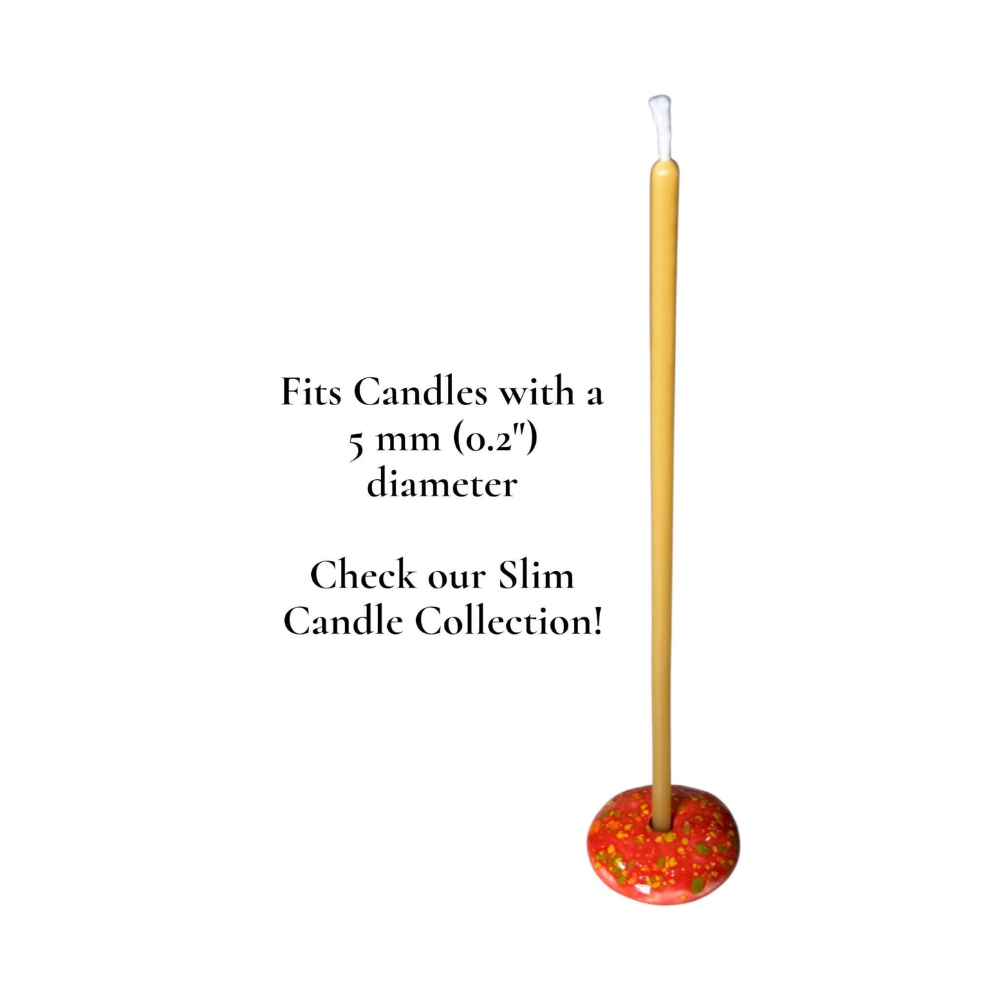 Ceramic Candle Holder for 12 mm or 5 mm Beeswax Candles - Red "Fire Bloom"