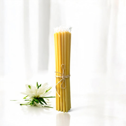 Super Slim 100% Beeswax Orthodox Candles – Set of 25
