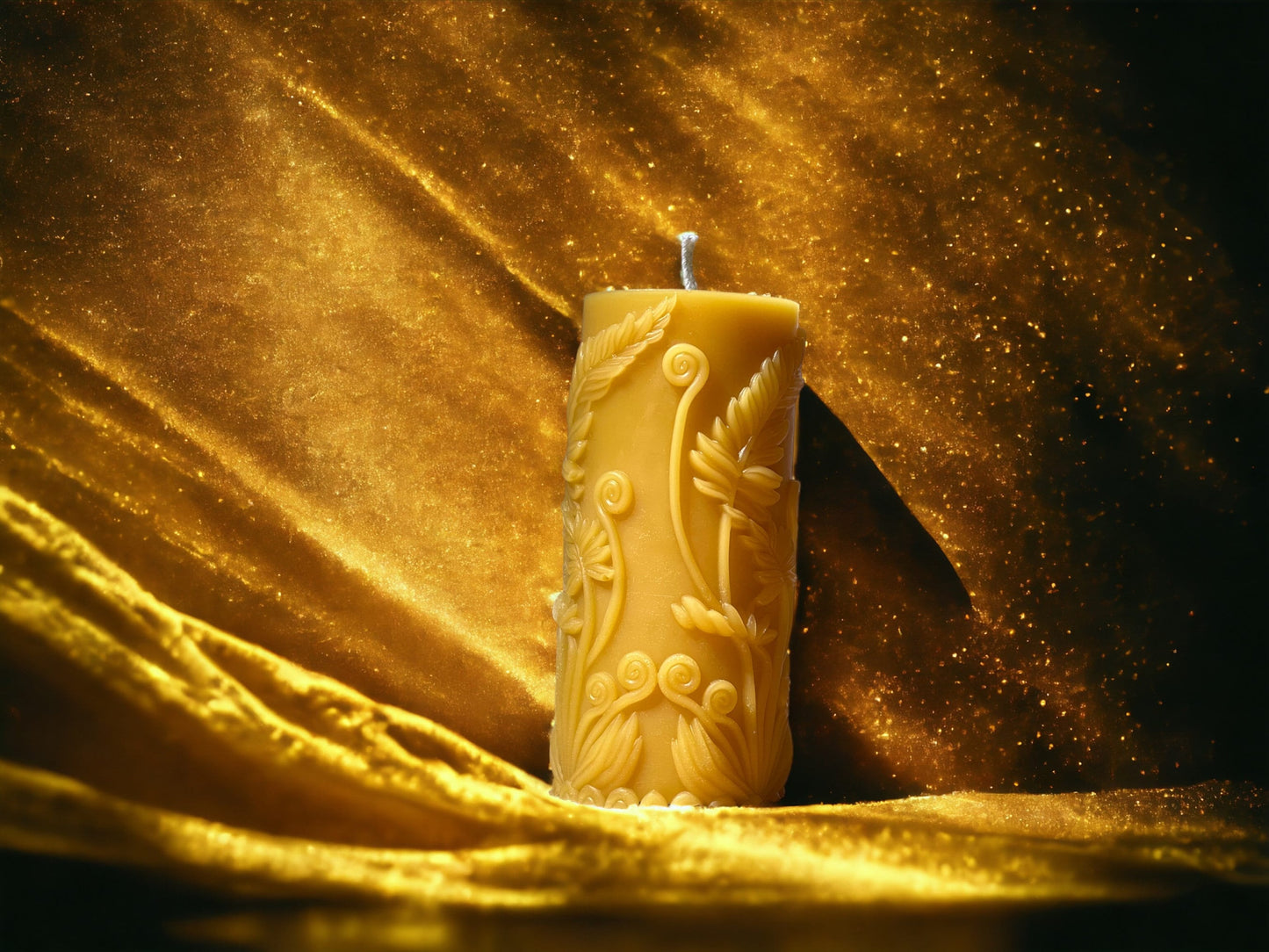 Golden Glow Beeswax Pillar Candle, 4.5 x 2 in, 24+ Hour Burn Time (Set of 1, 3, 5 or 10)