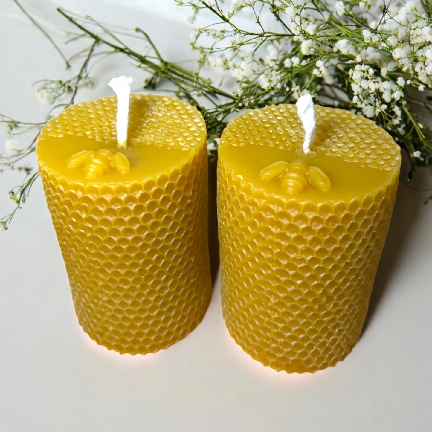 "BeeLight Glow" Beeswax Candles - Medium Bee Design, Set of 2 or 4