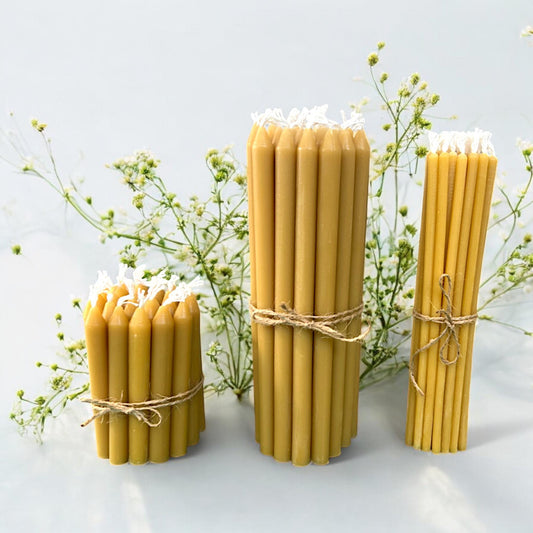 100% Beeswax Orthodox  Candles – Set of 25 – 3 Sizes Available – Handcrafted from Pure Texas Beeswax