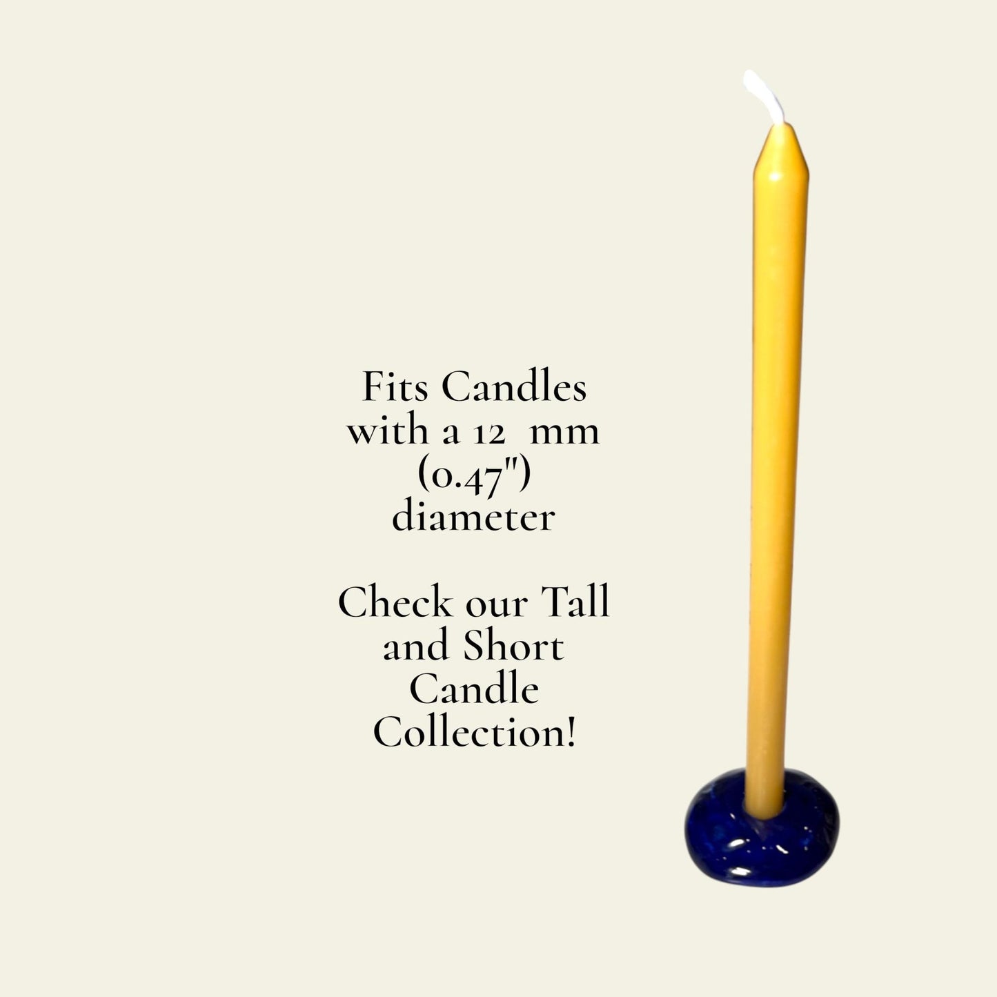 Ceramic Candle Holder for 12 mm or 5 mm Beeswax Candles - Dark Blue