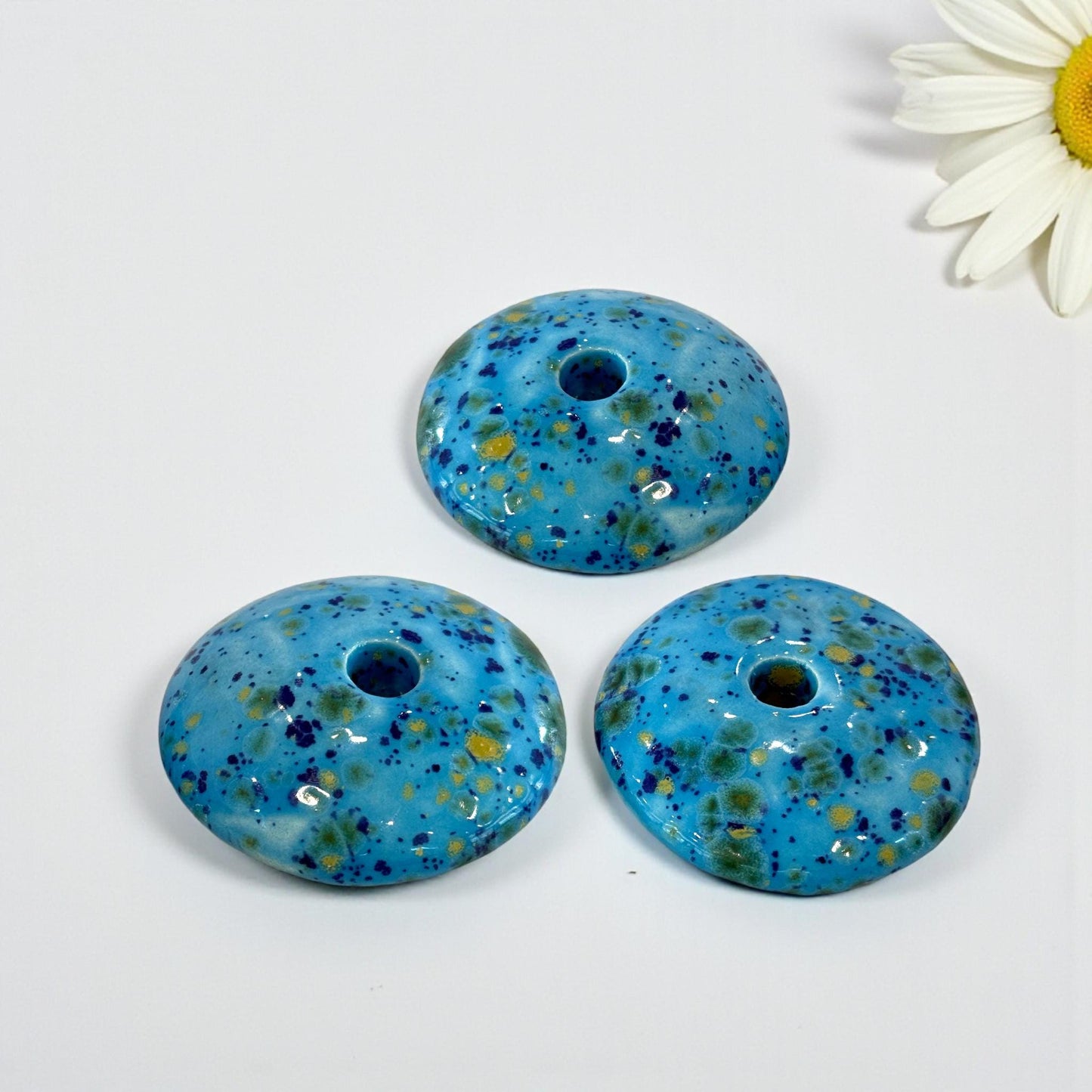 Ceramic Candle Holder for 5 mm Beeswax Candles - Blue Lagoon
