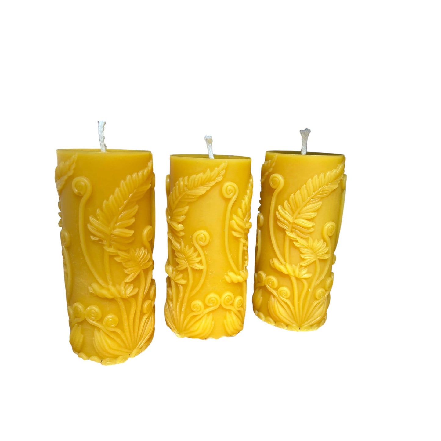 Golden Glow Beeswax Pillar Candle, 4.5 x 2 in, 24+ Hour Burn Time (Set of 1, 3, 5 or 10)