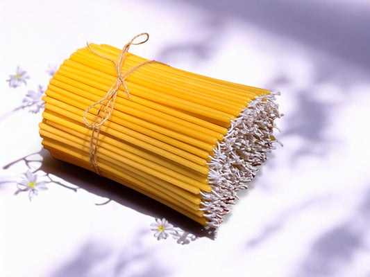 1 LB of Pure Beeswax Orthodox Candles, 7.8 x 0.2 in (5 mm), ~75 Min Burn Time