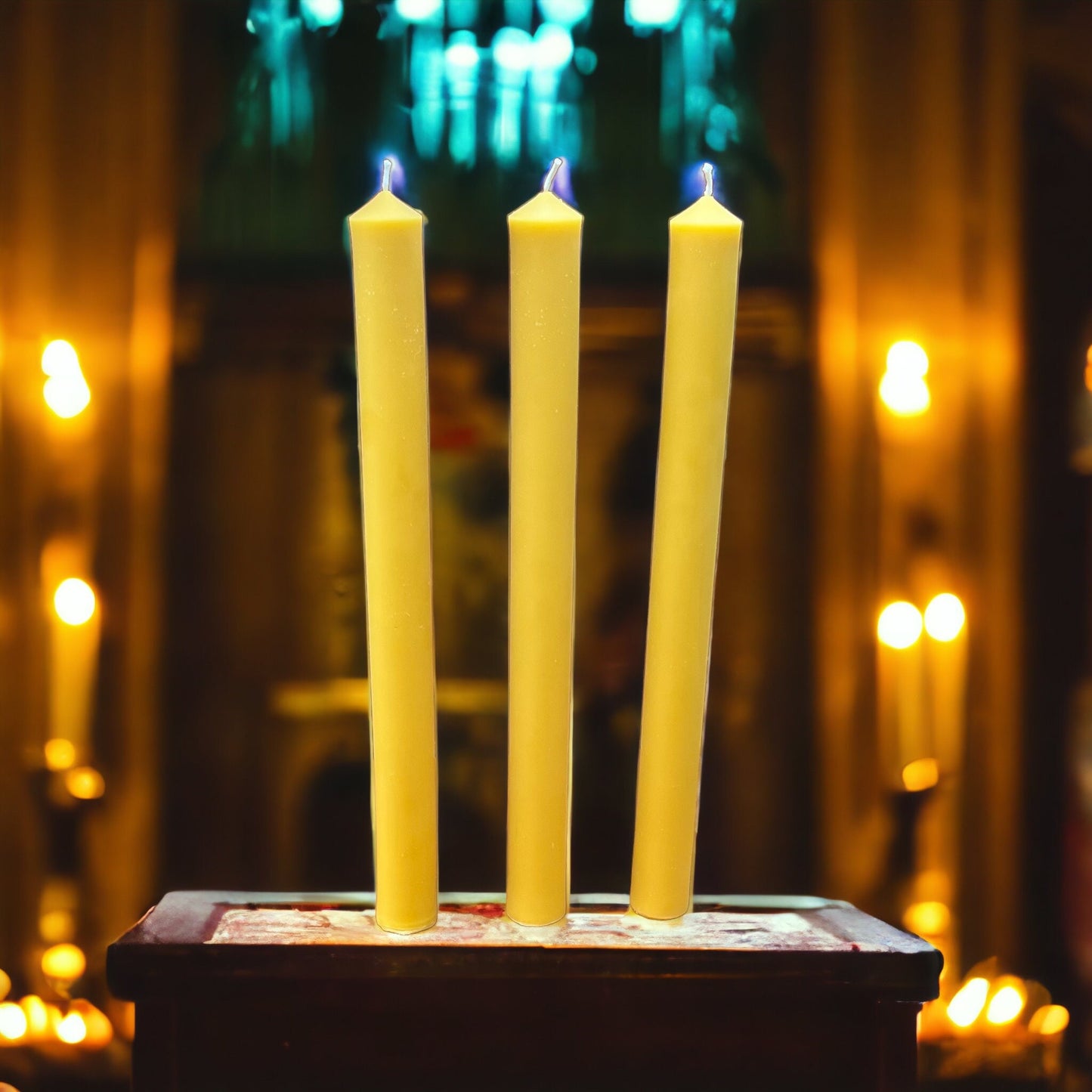 13" x 1", Pure Beeswax Taper Candle in Handmade in USA