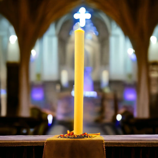 13" x 1", Pure Beeswax Taper Candle in Handmade in USA