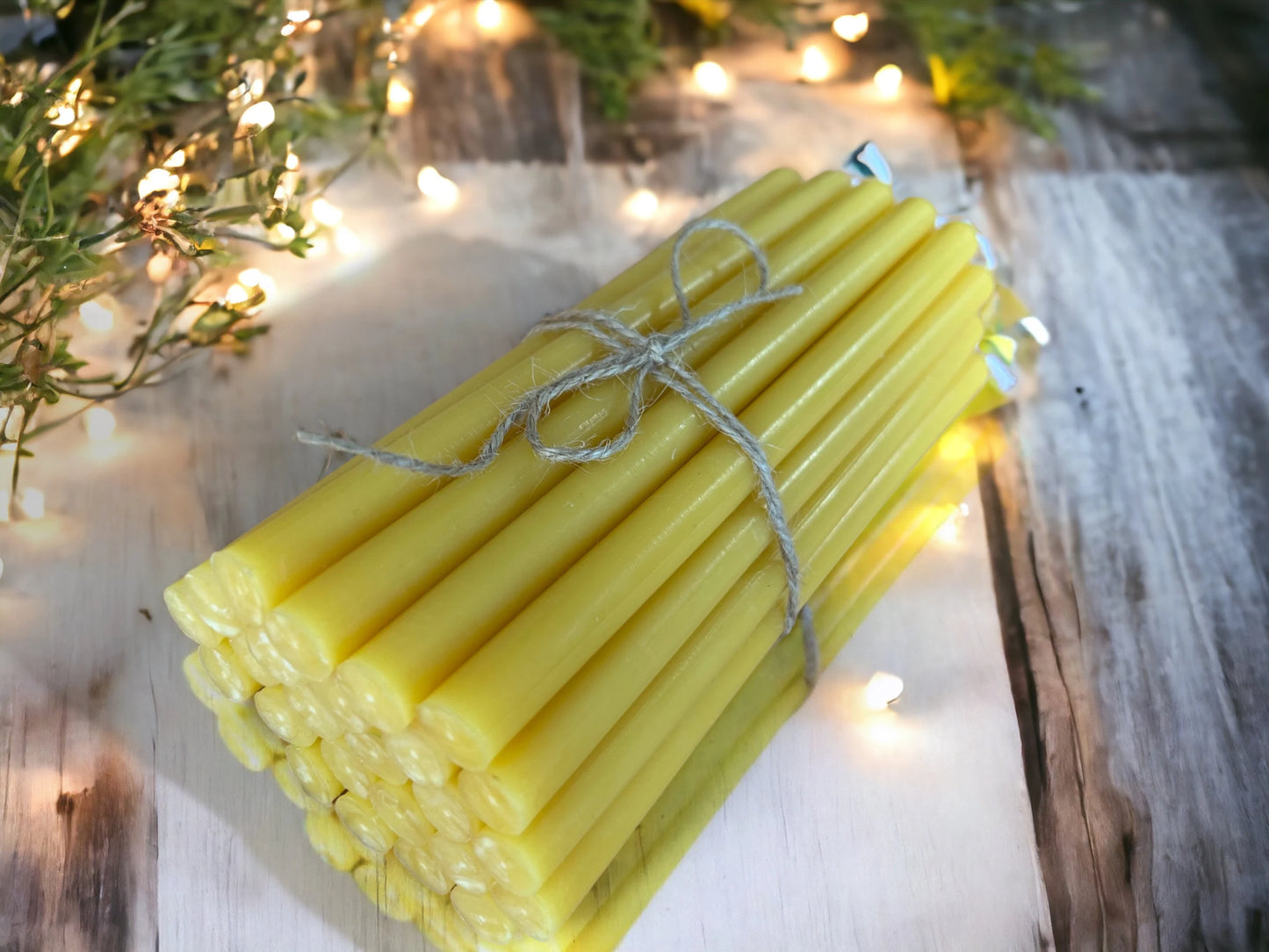 Set of 25 "Church-Type" Beeswax Candles – 7.8" x 12mm, Long-Burning & Pure