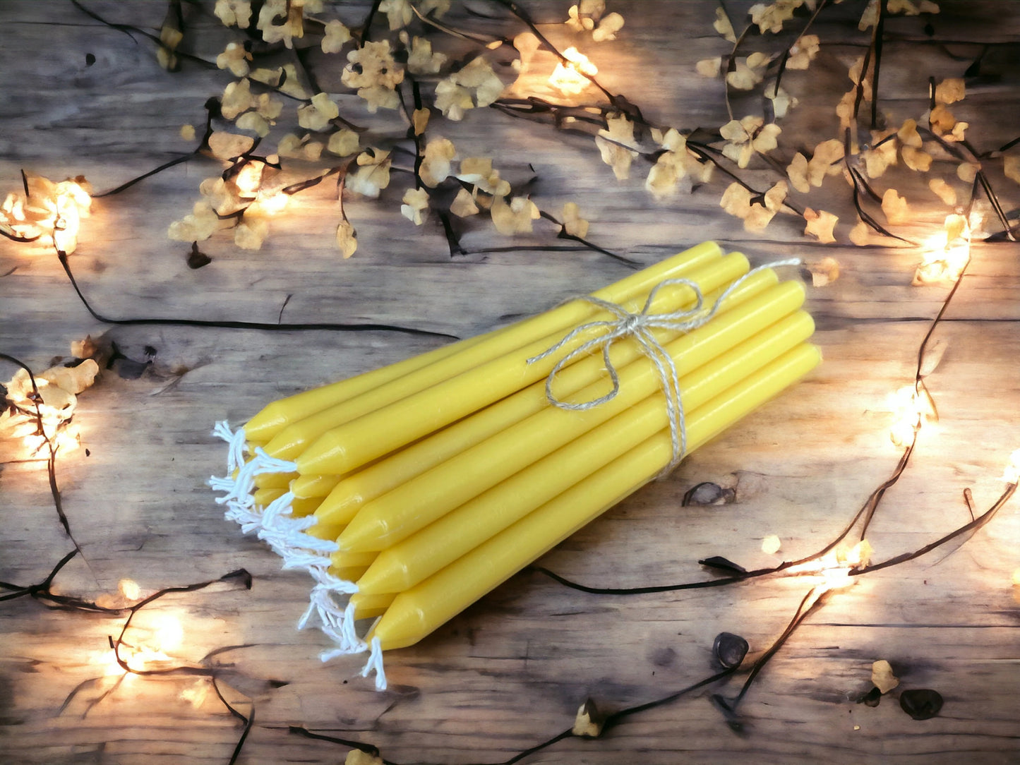 Set of 25 "Church-Type" Beeswax Candles – 7.8" x 12mm, Long-Burning & Pure
